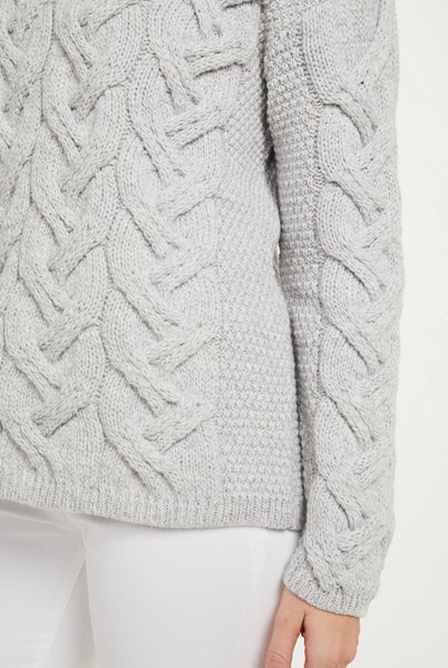 AWM Cable Cowl Sweater Feather Grey B692 2024