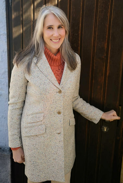 British House Women's Gehrock Beige Donegal Tweed Herringbone Damensakko Caro