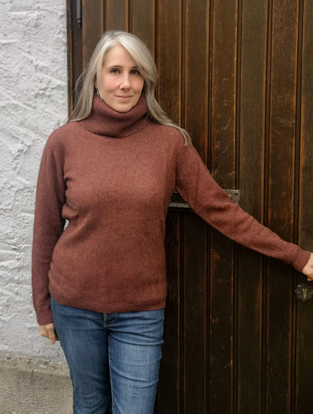 Noble Wilde Women's Pullover Polo Neck Sweater Peach 2023