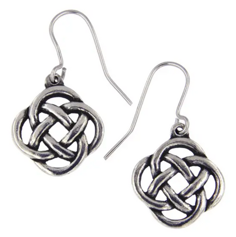 St. Justin PE27 - Square Knot drop Earrings Pewter