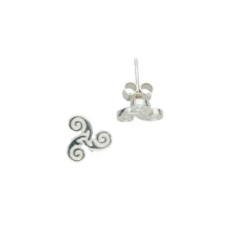 St. Justin SE1028 - Silver Triscele Stud Earrings
