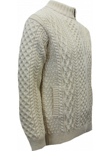 Aran Jacket Ecru Ecosse Pure Zip- Outdoor Knitwear