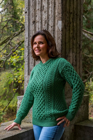AWM Ladies Shaped Traditional Zopfmüster Sweater Merino Kiwi B320 2022