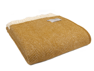 Tweedmill Throw English Mustard Fishbone Decke