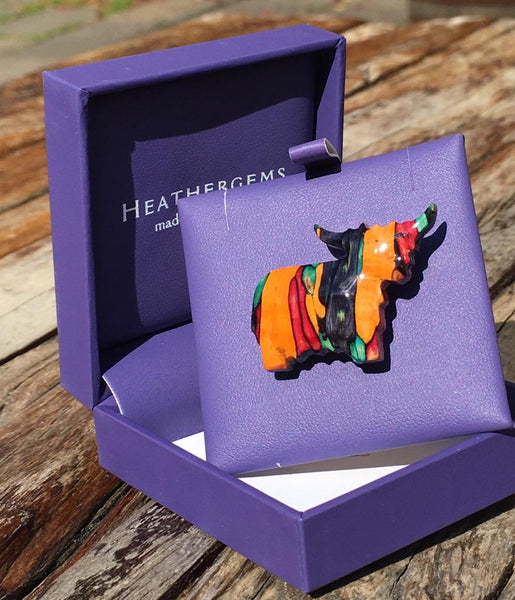 Heathergems Brosche Highland-kuh HB22